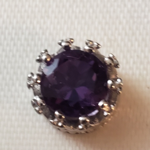 Simulated sapphire earrings set in silver - Picture 4 of 5